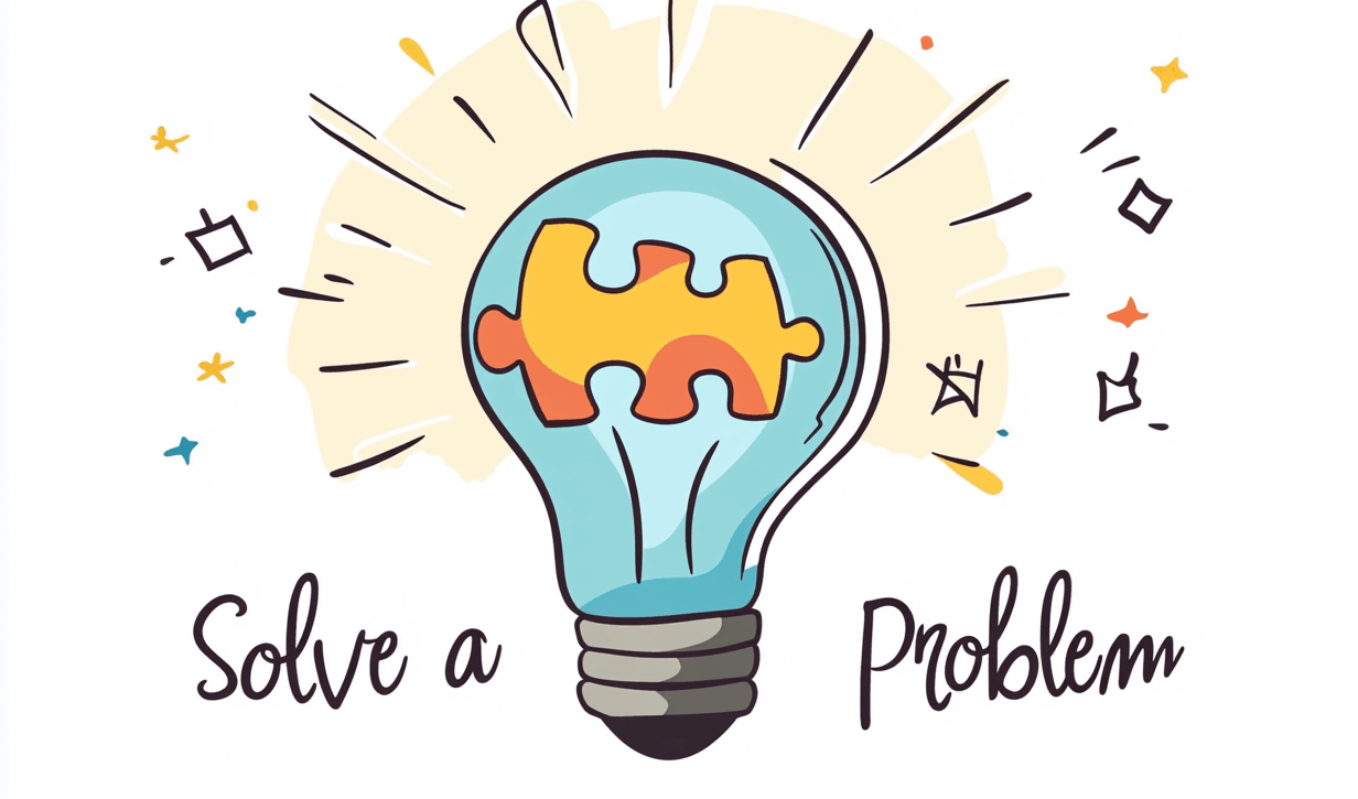 Vector line art of a light bulb containing a puzzle piece, symbolizing problem-solving.